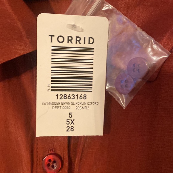 TORRID Babydoll POPLIN BUTTON-FRONT SHIRT Size 5X - Picture 5 of 8